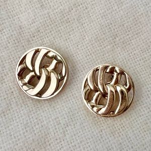Vintage Monet gold tone knot clip on earrings